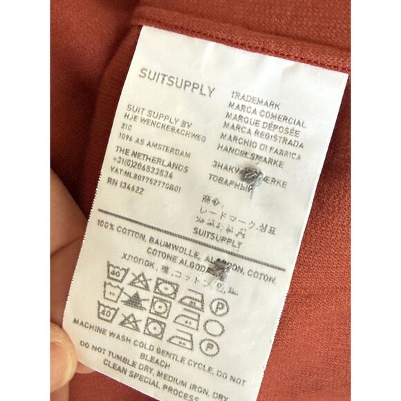 Suitsupply Shirt Mens Size Small Burgundy Corduroy Egyptian Cotton Slim Fit - Picture 9 of 9